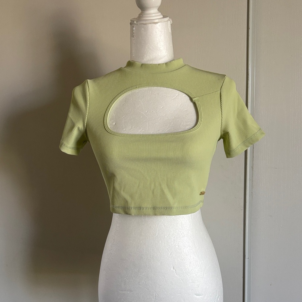 Til You Collapse Light Green Cutout Crop Top